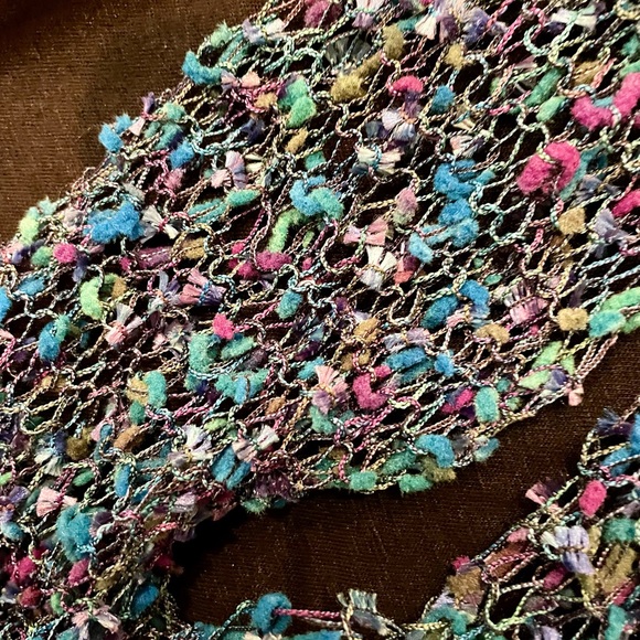 Multi colored lightweight hand knitted fun scarf - Picture 2 of 2